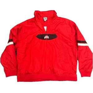 VTG Ohio State Buckeyes Men's 2XL Red Oak Windbreaker 1/4 Zip Pullover NCAA